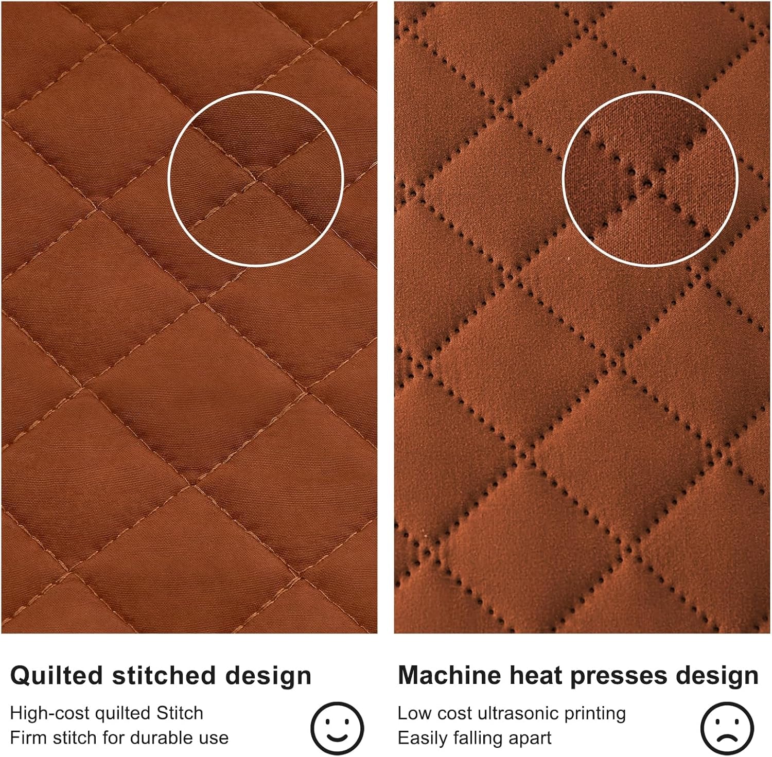 Queen Quilt Bedding Set with Pillow Shams, Full Queen Size Quilt Brunt Orange, Lightweight Bedspreads Soft Reversible Coverlet for All Season 3Pcs Rust Diamond Quilted Bed Set(90"X96")