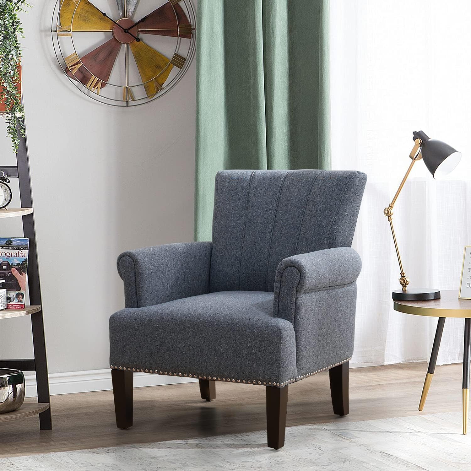 Living Room Accent Chair with Armrests, Modern Accent Chair, Living Room Chairs, Armchairs for Living Room, Office, Gray