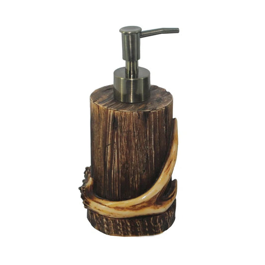 Brown Resin Antler Rustic Cabin Lodge Soap Lotion Dispenser