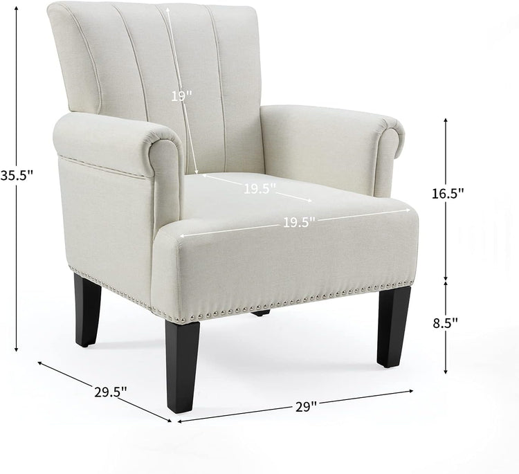 Living Room Accent Chair with Armrests, Modern Accent Chair, Living Room Chairs, Armchairs for Living Room, Office, Beige