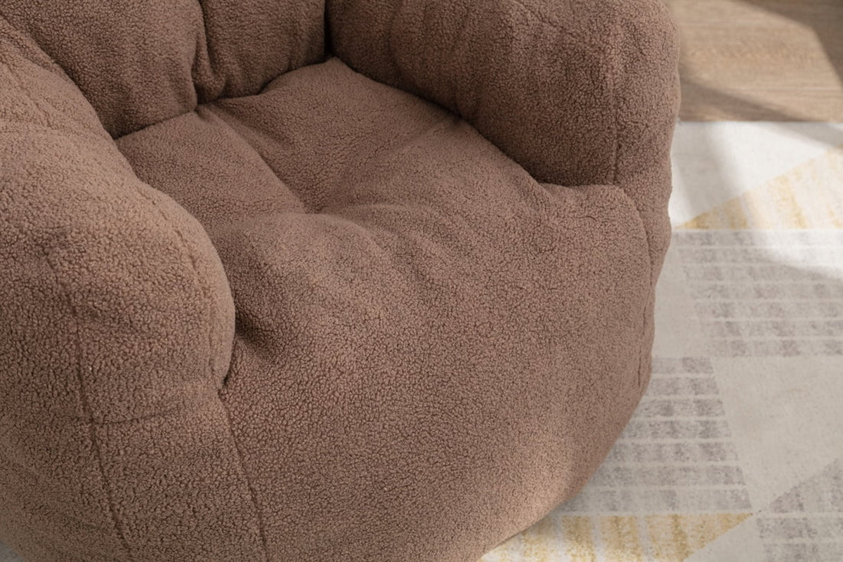 Bean Bag Upholstered Tufted Teddy Fabric Chair with Memory Foam for Living Room, Bed Room, Study Room Paste Red