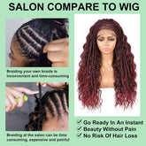 26" HD Lace Front Half Braided Wigs for Women, Burgundy, Synthetic
