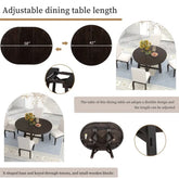 Round Dining Table Set,(5-Piece)Wood Farmhouse round Extendable Dining Table and 4 Upholstered Dining Chairs for 4 to 6 Person, Dining Room Table Set for Kitchen Room Dining Room(Espresso)