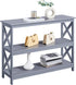 Console Table with 3 Storage Shelves, Entryway Table Sofa Side Table Narrow Long Bookshelf for Hallway Living Room, Accent Furniture, Gray