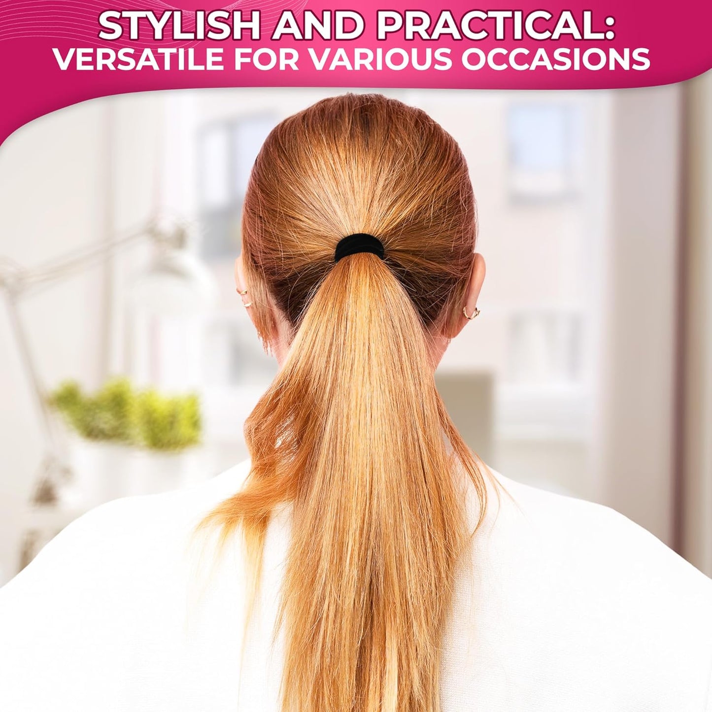 100 Pcs Soft Black Hair Ties Bulk – 1.9" Seamless Cotton Ponytail Holders, Small Black Elastic Hair Ties No Damage, Breathable & Gentle to Wear – Elasticity & Strength, Reliable & Strong Hold