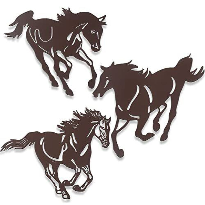 Metal Horse Wall Art Decor 3 Pcs Rustic Concise Western Horse Decoration Gall...