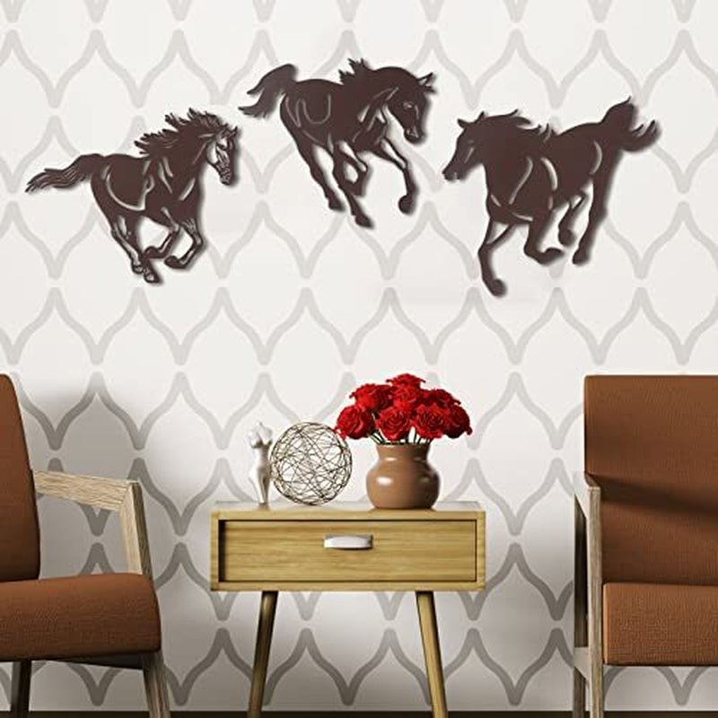 Metal Horse Wall Art Decor 3 Pcs Rustic Concise Western Horse Decoration Gall...