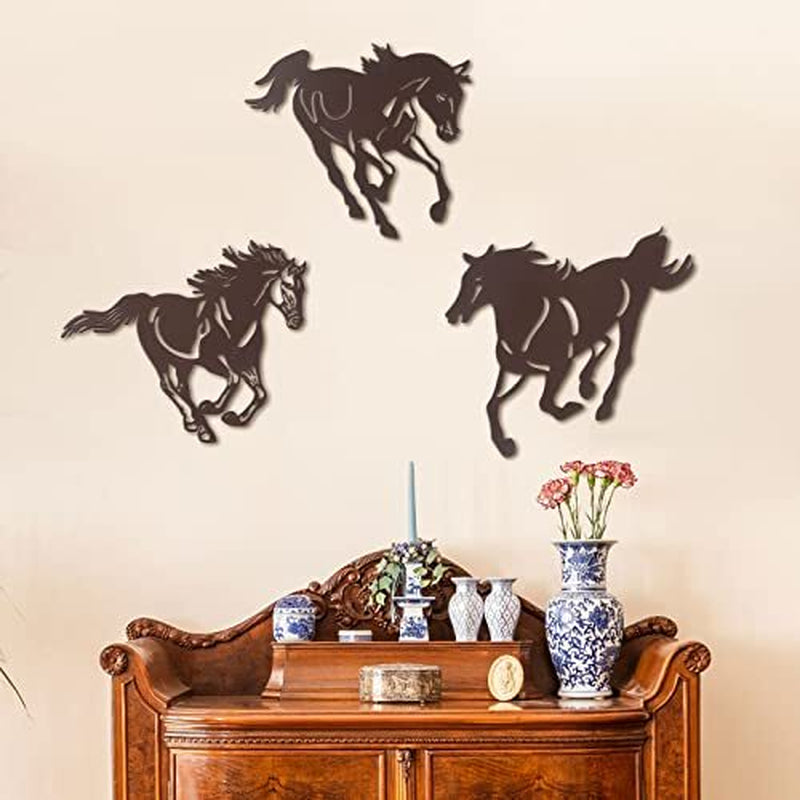 Metal Horse Wall Art Decor 3 Pcs Rustic Concise Western Horse Decoration Gall...
