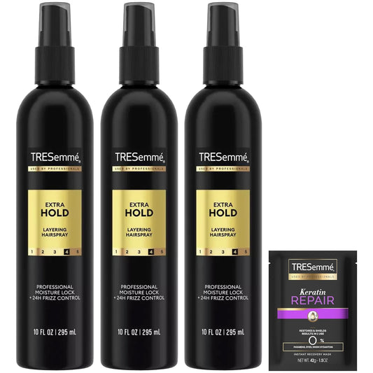 Extra Hold Hairspray, Non-Aerosol 3-Pack, 24H Hold & Frizz Control + Keratin Repair Hair Mask