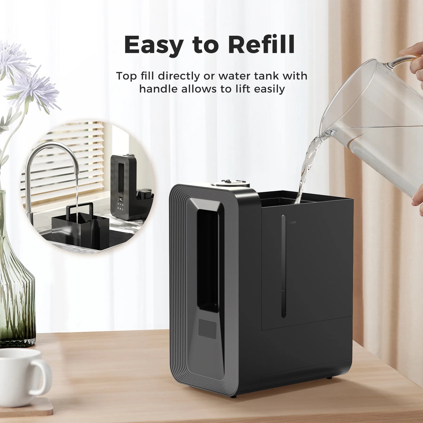 6L Cool Mist Humidifier, Quiet Ultrasonic Humidifiers for Bedroom, Large Capacity with Oil Diffuser for Home Large Room