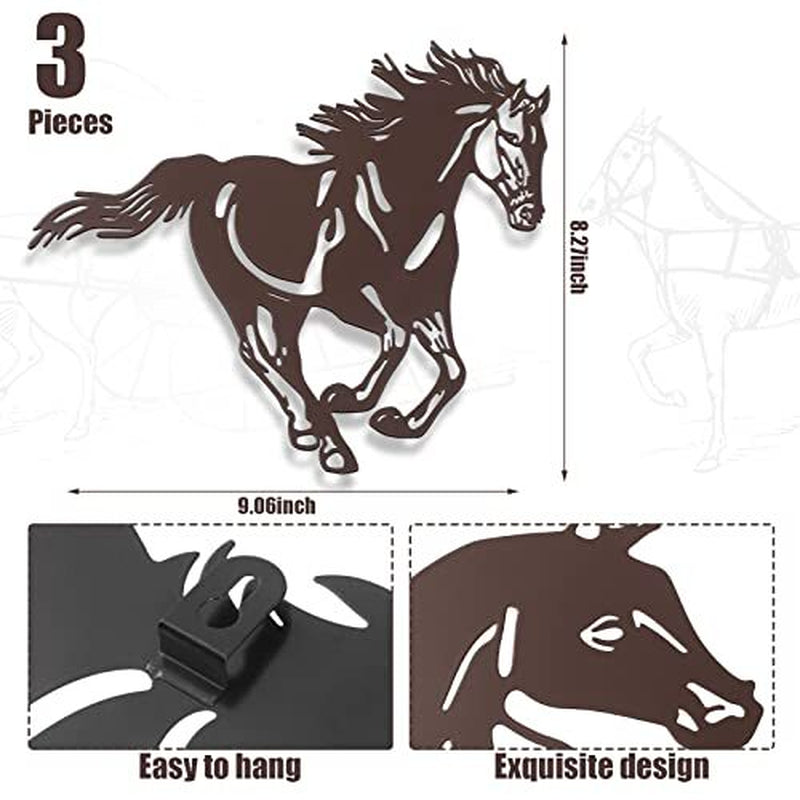 Metal Horse Wall Art Decor 3 Pcs Rustic Concise Western Horse Decoration Gall...
