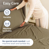 Queen Size 4 Piece Sheet Set - Comfy Breathable & Cooling Bed Sheets Set - Hotel Luxury Bedding for Women, Men, Kids, Teens, Boys & Girls - Deep Pockets, Ultra-Soft, Wrinkle Free - Oeko-Tex - Khaki